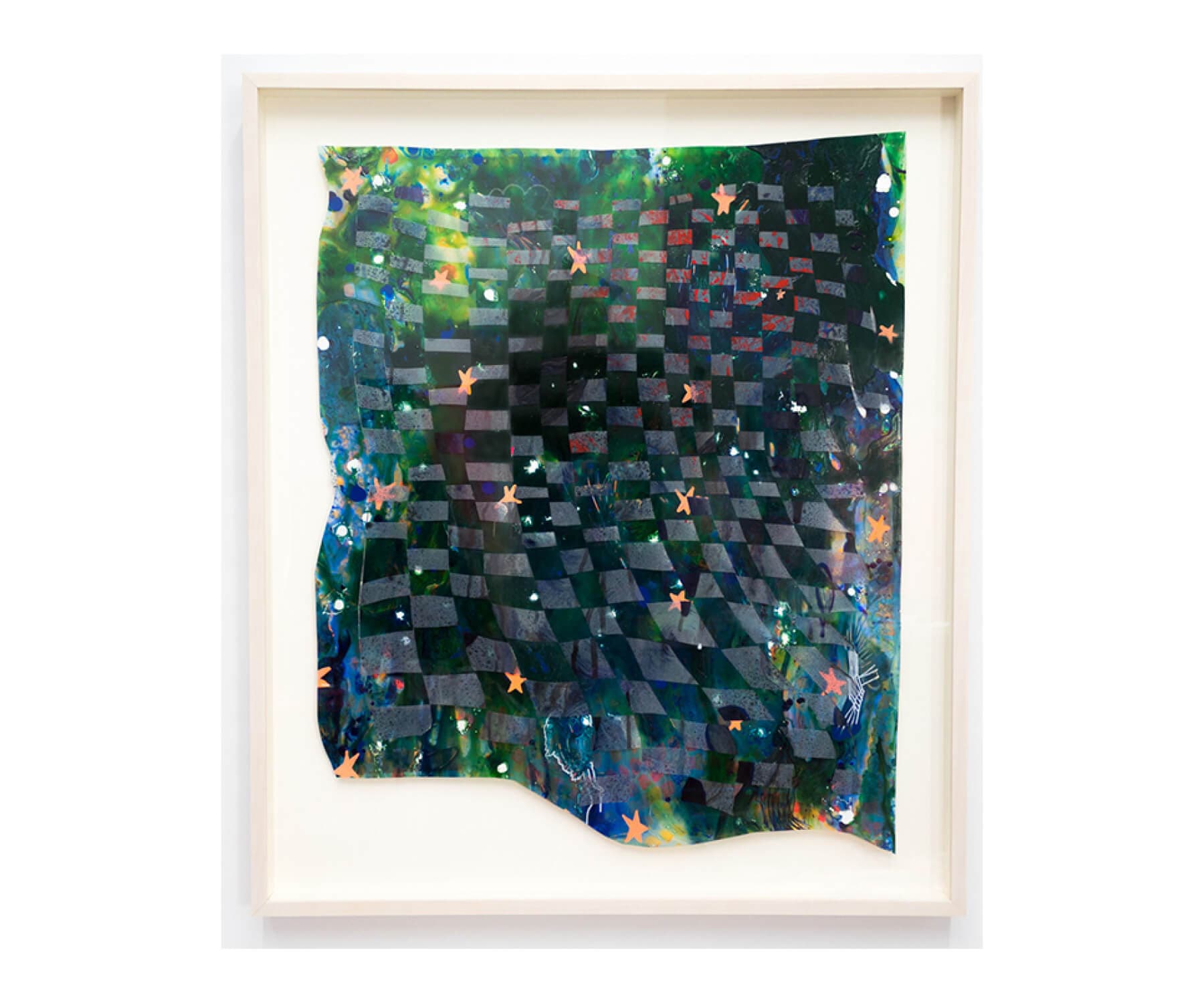 A checkered pattern featuring green tones by Courtney Stock is on sale.